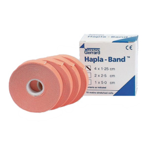 Hapla Band Клейкая эластичная фиксирующая лента, телесный цв. 1,25см х 10м, рулон